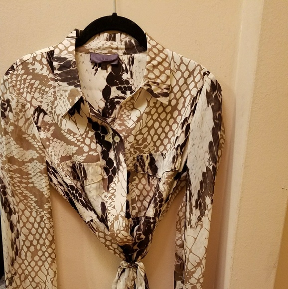 Snakeskin pattern silk long blouse with belt - Picture 2 of 3